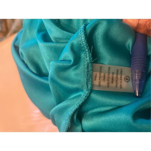 NWT Calvin Klein Spaghetti Strap Maxi Dress Blue/ Green Size 6 ruffled layer - Picture 6 of 13